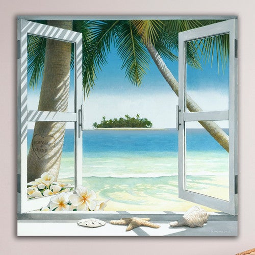 Island Romance Personalized Stretched Canvas Art - Large