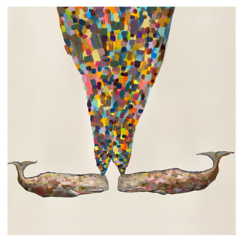 Kaleidoscope Blowhole Whale Couple Canvas Art