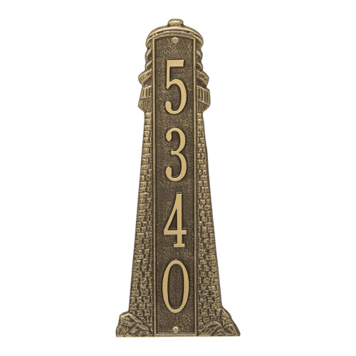 Large Lighthouse Vertical House Number Plaque - Antique Bronze