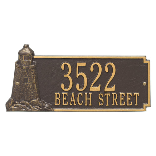 Lighthouse Address Plaque - Bronze & Gold