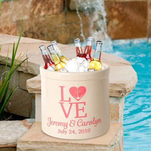Love Anchor Personalized Crock - Coral