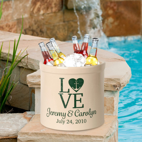 Love Anchor Personalized Crock - Green