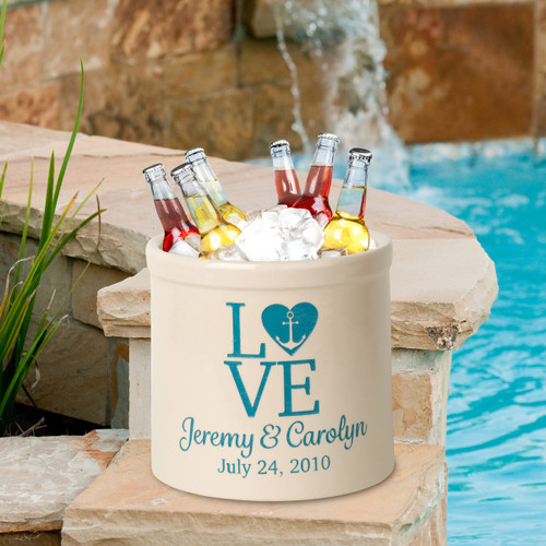 Love Anchor Personalized Crock - Sea Blue