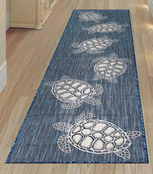 Marisol Bay Navy Indoor/Outdoor Rug - 2 x 8
