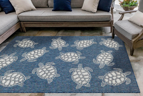 Marisol Bay Navy Indoor/Outdoor Rug - 5 x 8