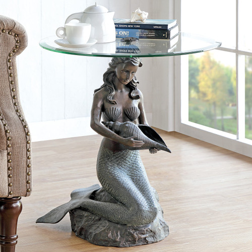 Mermaid & Conch Shell End Table