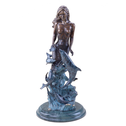 Mermaid with Dolphins Statue