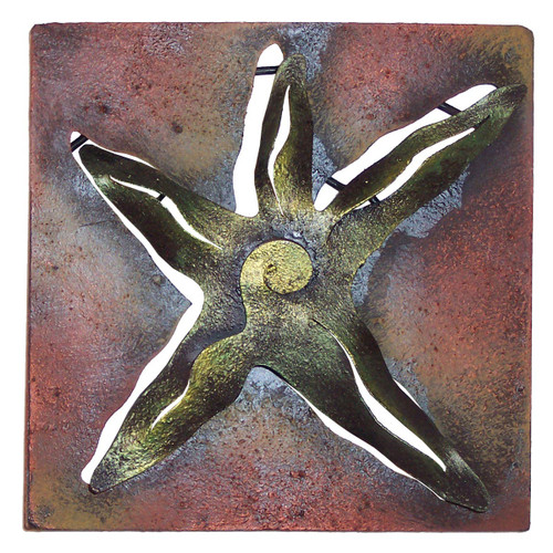 Mini Square Green Starfish Metal Wall Art