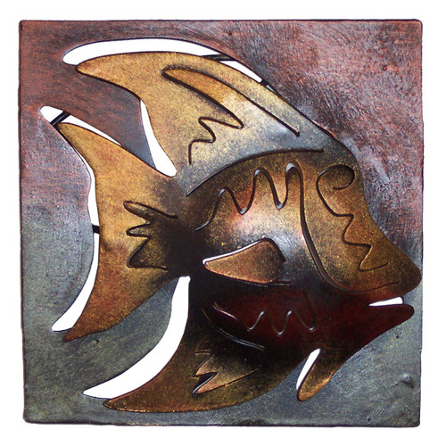 Mini Square Muted Angelfish Metal Wall Art