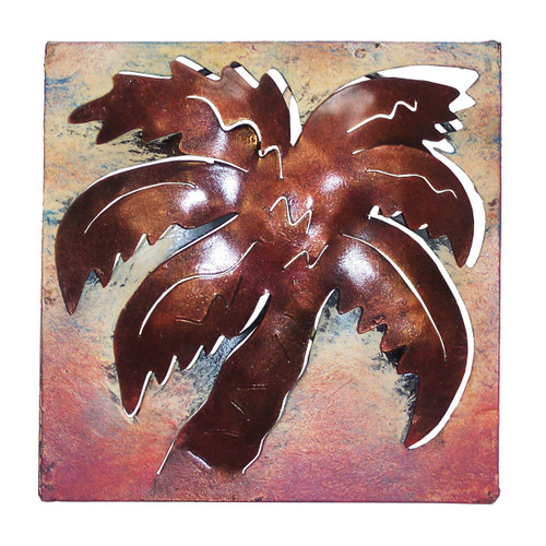 Mini Square Muted Palm Metal Wall Art