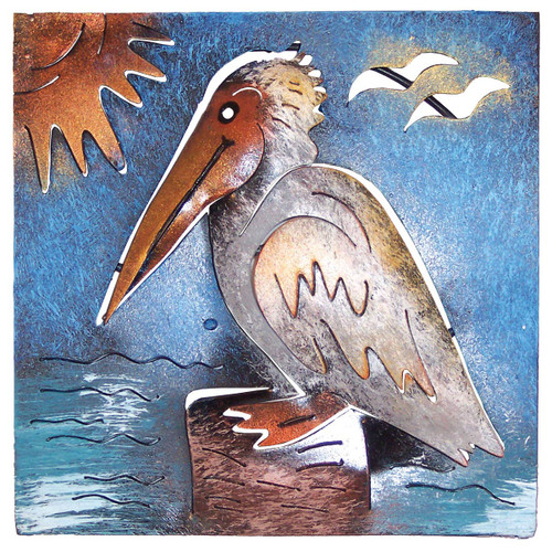 Mini Square Pelican Metal Wall Art