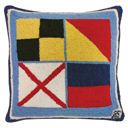 Nautical Love Hooked Wool Pillow