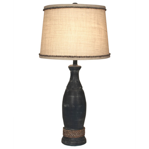 Navy Table Lamp with Rope Accents