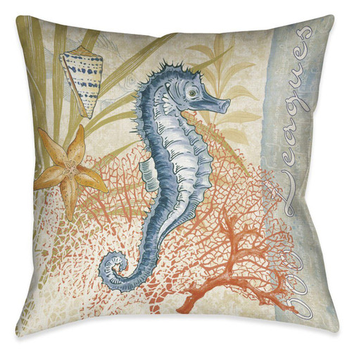 Ocean Seahorse 20 x 20 Outdoor Pillow