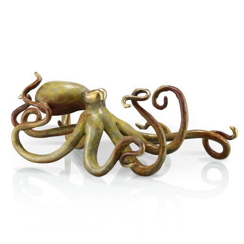 Octopus Brass Sculpture - Tan Hot Patina