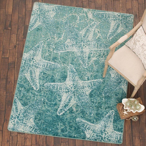 Starfish Medley Aqua Rug Collection