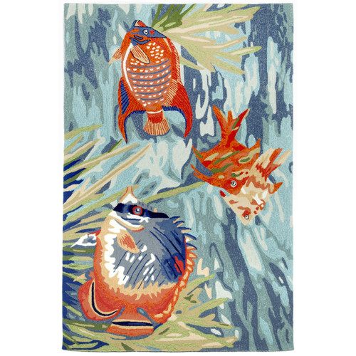 Orange Fish Trio Indoor/Outdoor Rug - 8 x 10