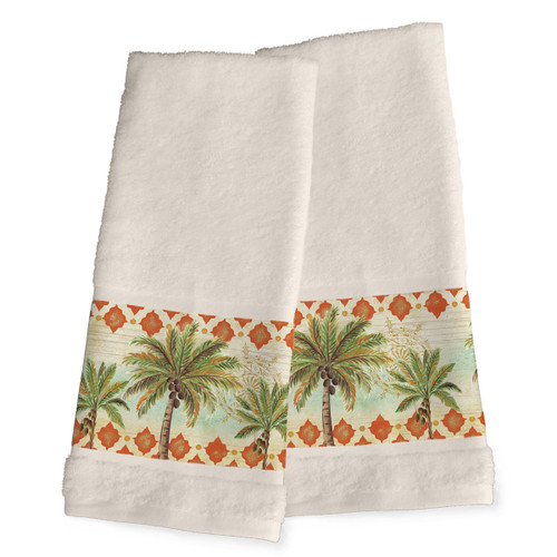 Palm Tile Hand Towels - Set of 2 - OUT OF STOCK UNTIL 05/16/2025