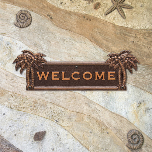 Palm Tree Welcome Plaque - Antique Copper