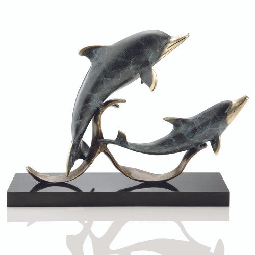 Playful Dolphin Duo Sculpture