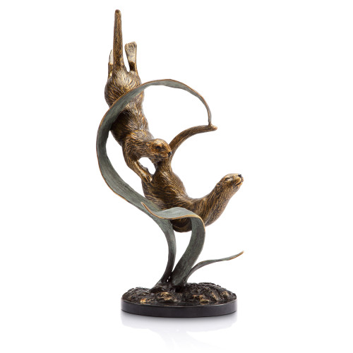 Playful Otters Sculpture