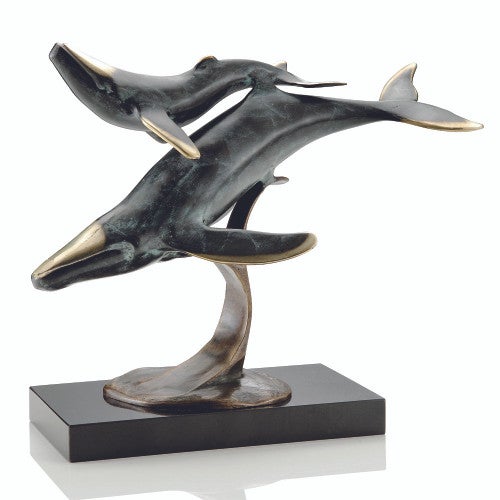Playful Whale Duo Sculpture