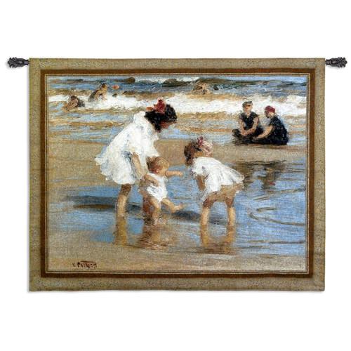 Playing at the Seashore Wall Tapestry