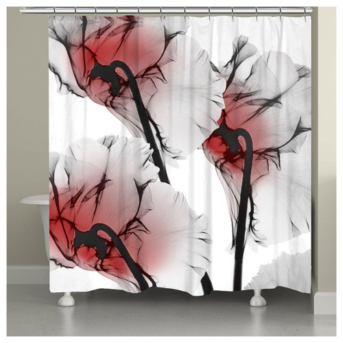 Red Oceanic Orchid Shower Curtain