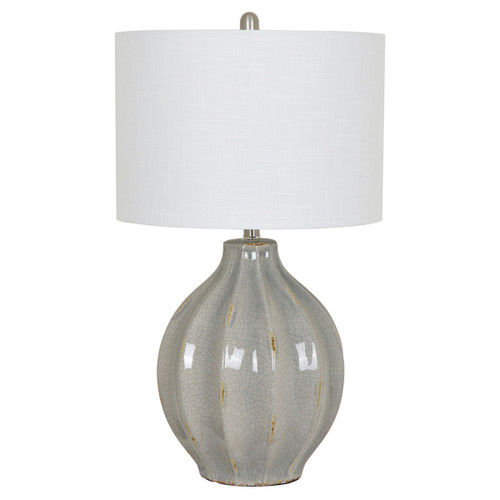 Ribbed Crackle Gray Table Lamp