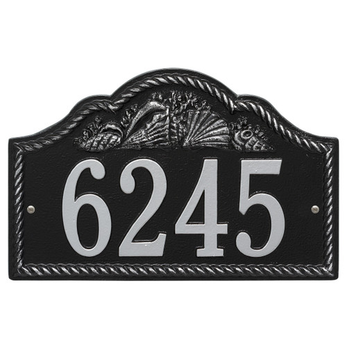 Rope and Shell Arch House Number Plaque - Black & Silver