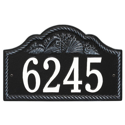 Rope and Shell Arch House Number Plaque - Black & White