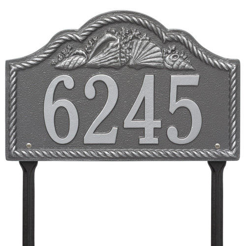 Rope and Shell Lawn Address Plaque - Pewter Silver