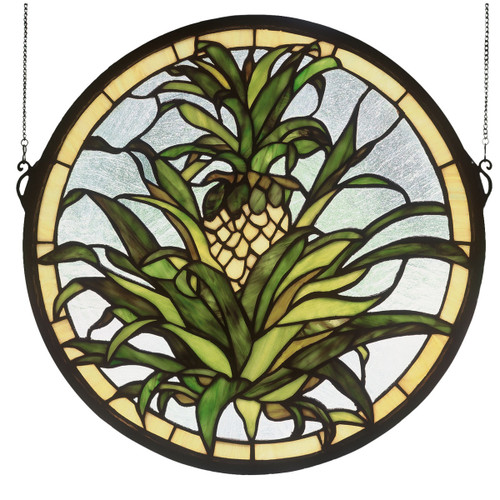 Round Pineapple Stained Glass Window
