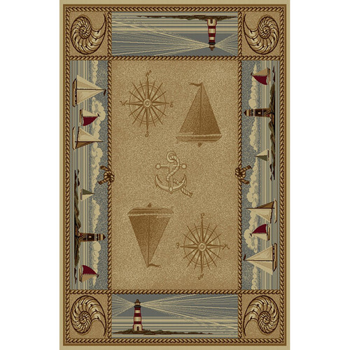 Sailboats & Compass Rug - 3 x 8 - OUT OF STOCK UNTIL 07/18/2025