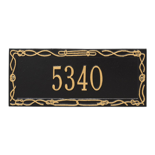 Sailor's Knot House Number Plaque - Black & Gold