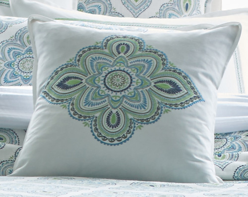 Santa Monica Square Pillow - Center Motif Embroidery