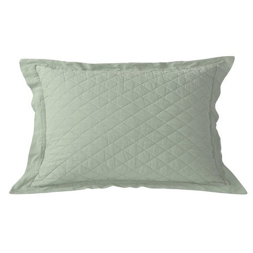Sea Foam Linen Quilt King Sham