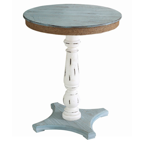 Sea Isle Two Tone Wood and Rope Apron Accent Table