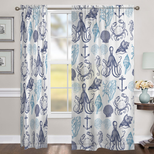 Sea Life and Shells Sheer Window Panel
