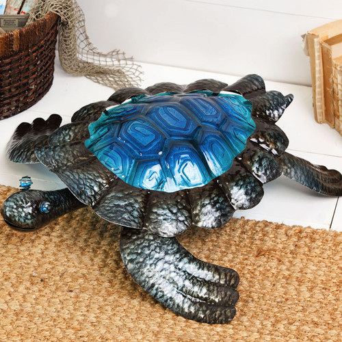Sea Turtle Glass & Metal Sculpture