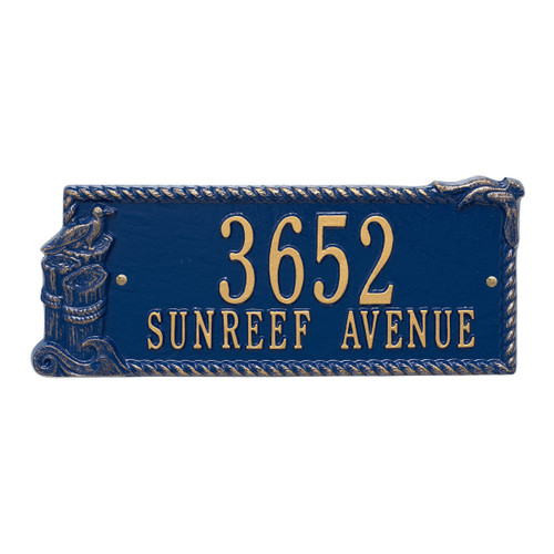 Seagull Rectangle Address Plaque - Blue and Gold