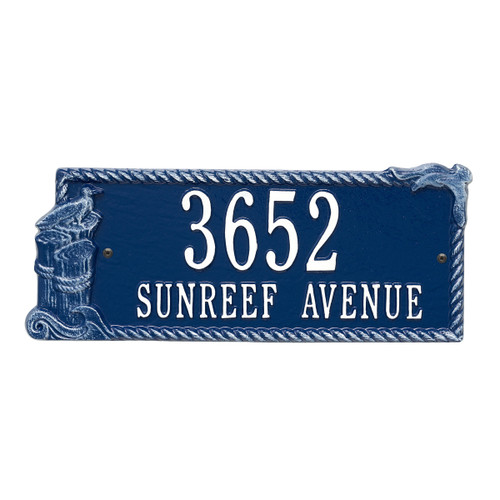 Seagull Rectangle Address Plaque - Blue and White