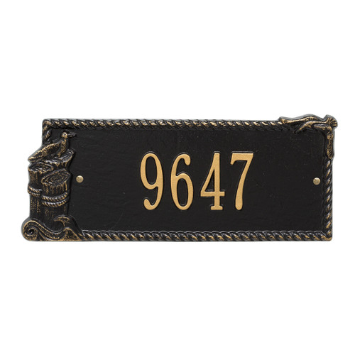 Seagull Rectangle House Number Plaque - Black and Gold