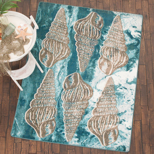 Seashell Impressions Blue Rug - 8 x 11