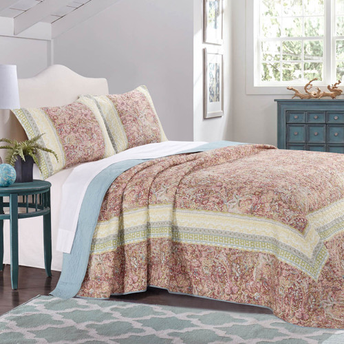 Seaside Garden 3pc Bedspread Set - Queen