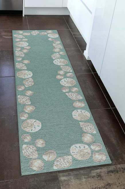 Serena Seashell Aqua Indoor/Outdoor Rug - 2 x 8