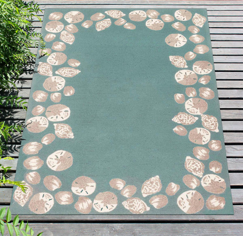 Serena Seashell Aqua Indoor/Outdoor Rug - 5 x 8