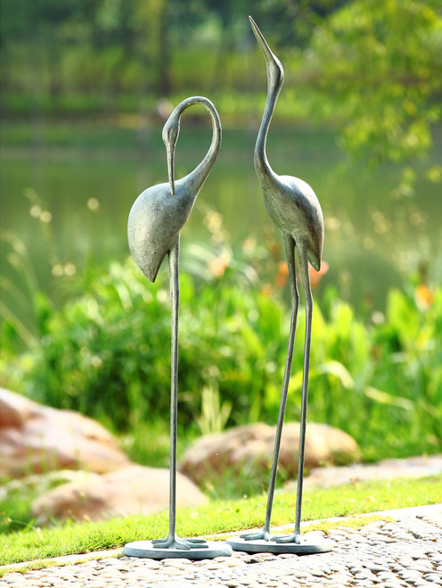 Serene Cranes Garden Statues - Set of 2