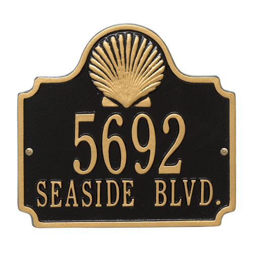 Shell Address Plaque - Black & Gold