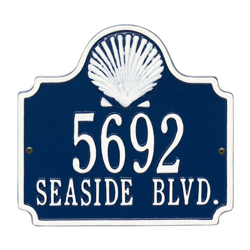 Shell Address Plaque - Blue & White
